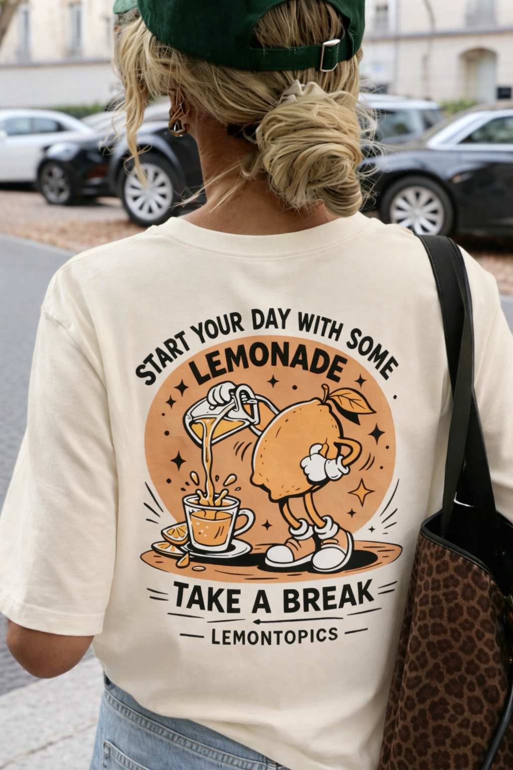 Start Your Day with Lemonade – Take a Break" Cute Lemon Woman's Graphic T-Shirt