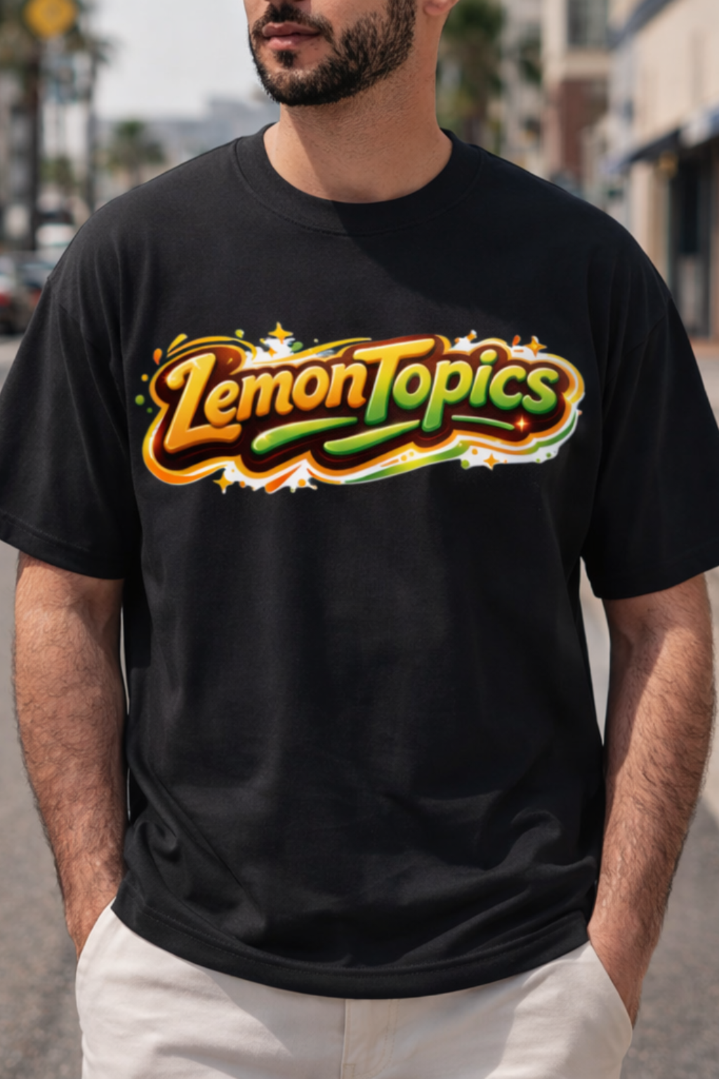 LemonTopics Oversized Graphic Tee – Bold Neon Lemon Splash Streetwear T-Shirt Black Unisex