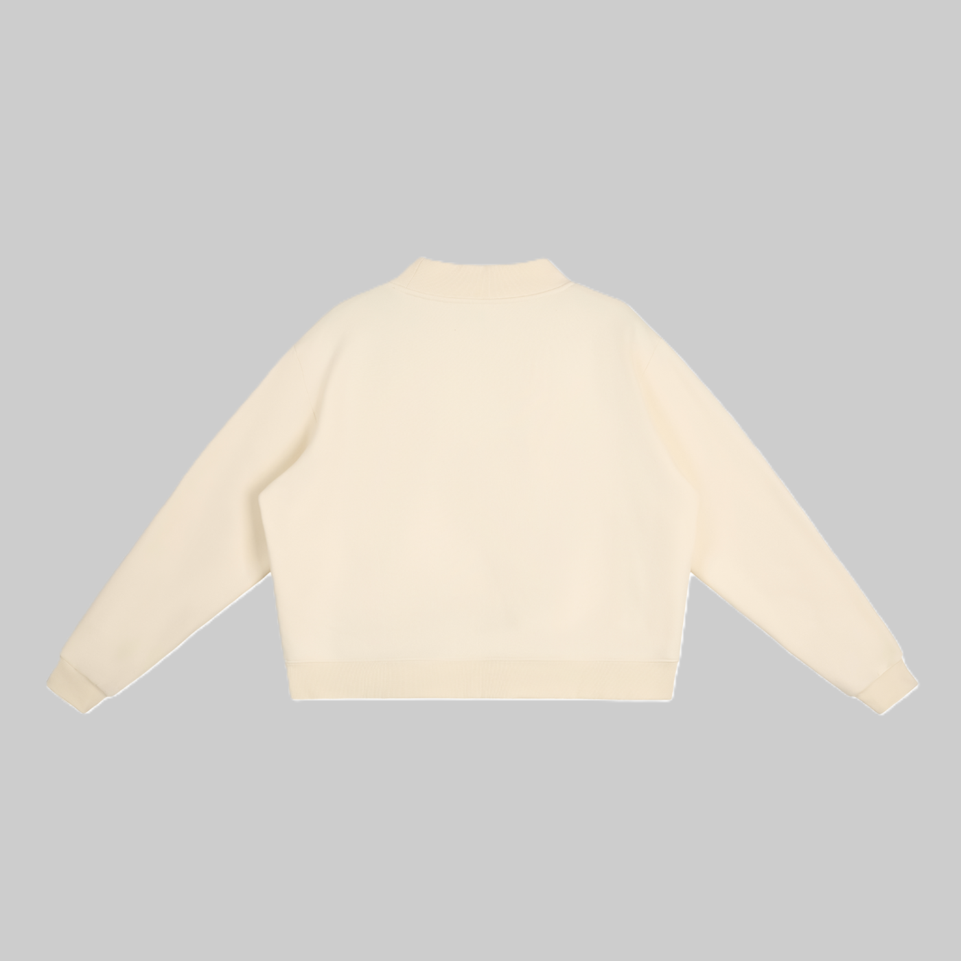 lemontopics Cat Sipping Lemonade Mock Neck Sweatshirt - Women's Cropped Fleece Crew - Cream Color - Image 3