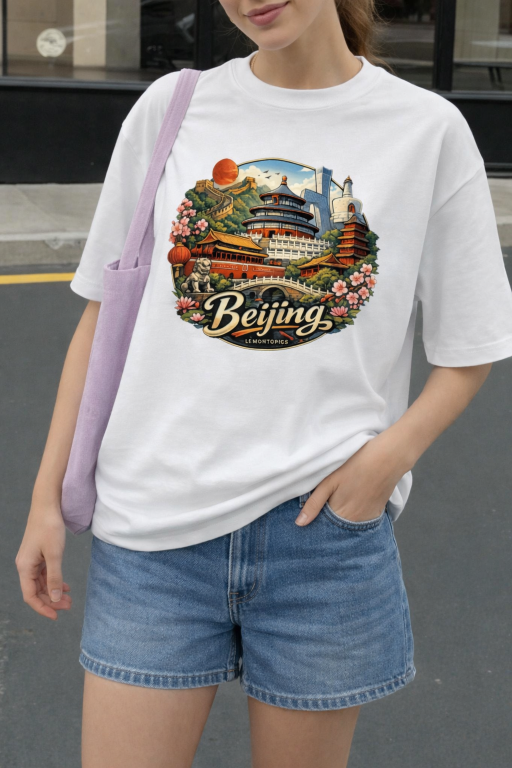 Vintage Beijing China Travel Souvenir T-Shirt | Great Wall & Temples Graphic Tee | Lemontopics Retro Landmark Design