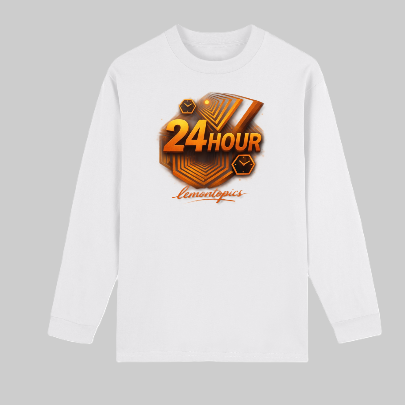 24 HOUR LemonTopics Glow Long Sleeve Sweatshirt | Orange Infinity Time Warp Crewneck - Image 2