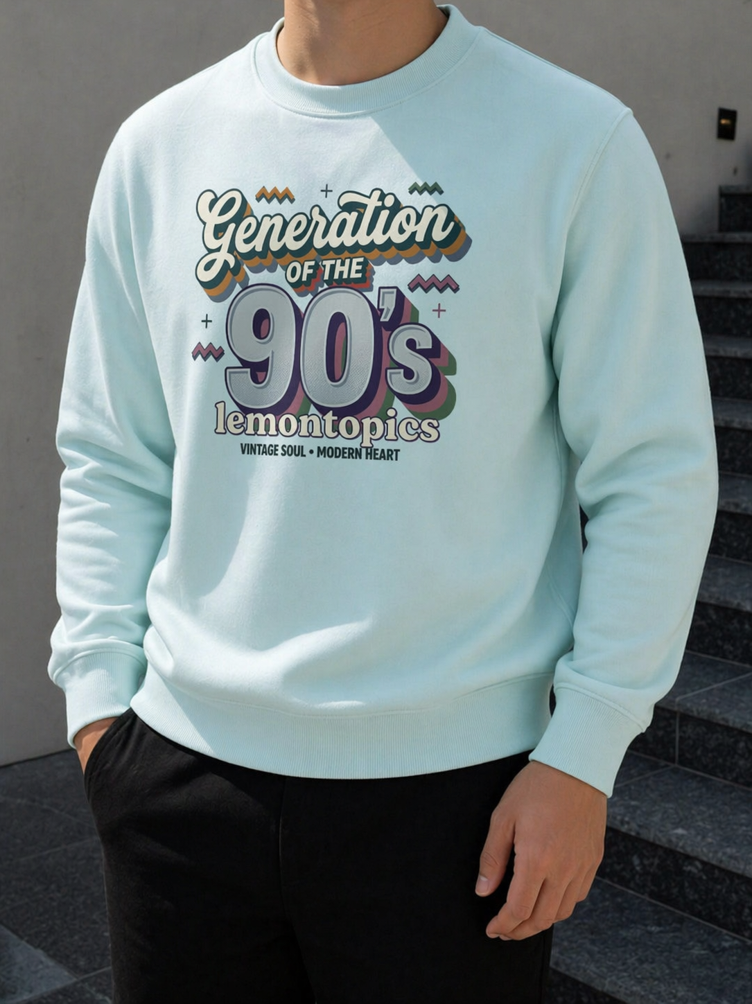 Lemontopics “Generation of the 90’s” Retro Graphic Sweatshirt – Premium Minimal Streetwear Crewneck