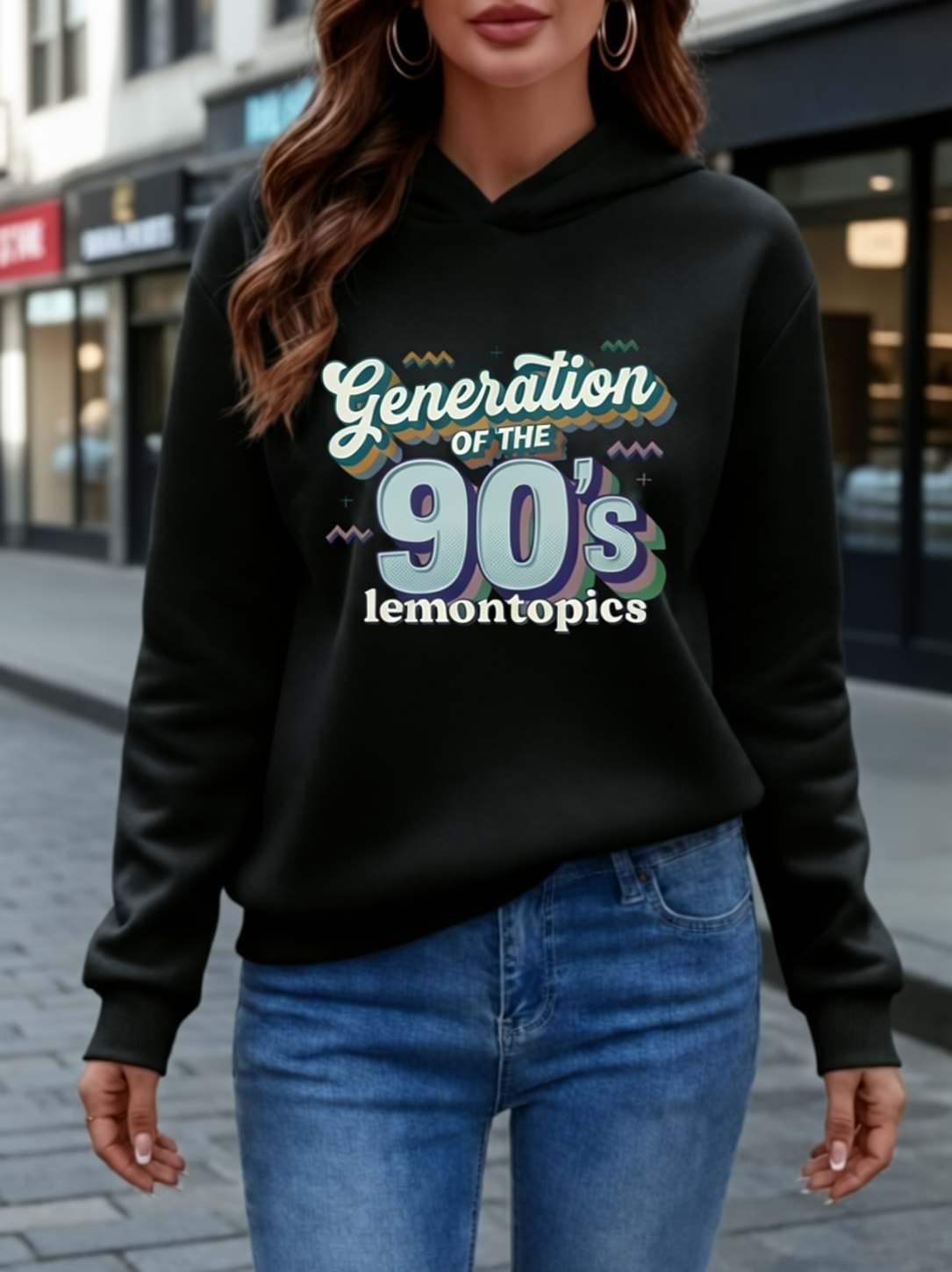 Vintage-Vibe 90s Graphic Hoodie by Lemontopics | Retro Typography Streetwear Pullover