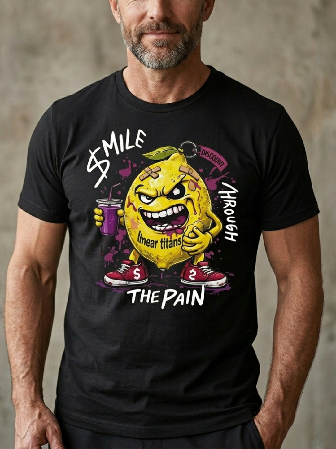 Linear Titans "Smile Through The Pain" Graphic T-Shirt - Image 2
