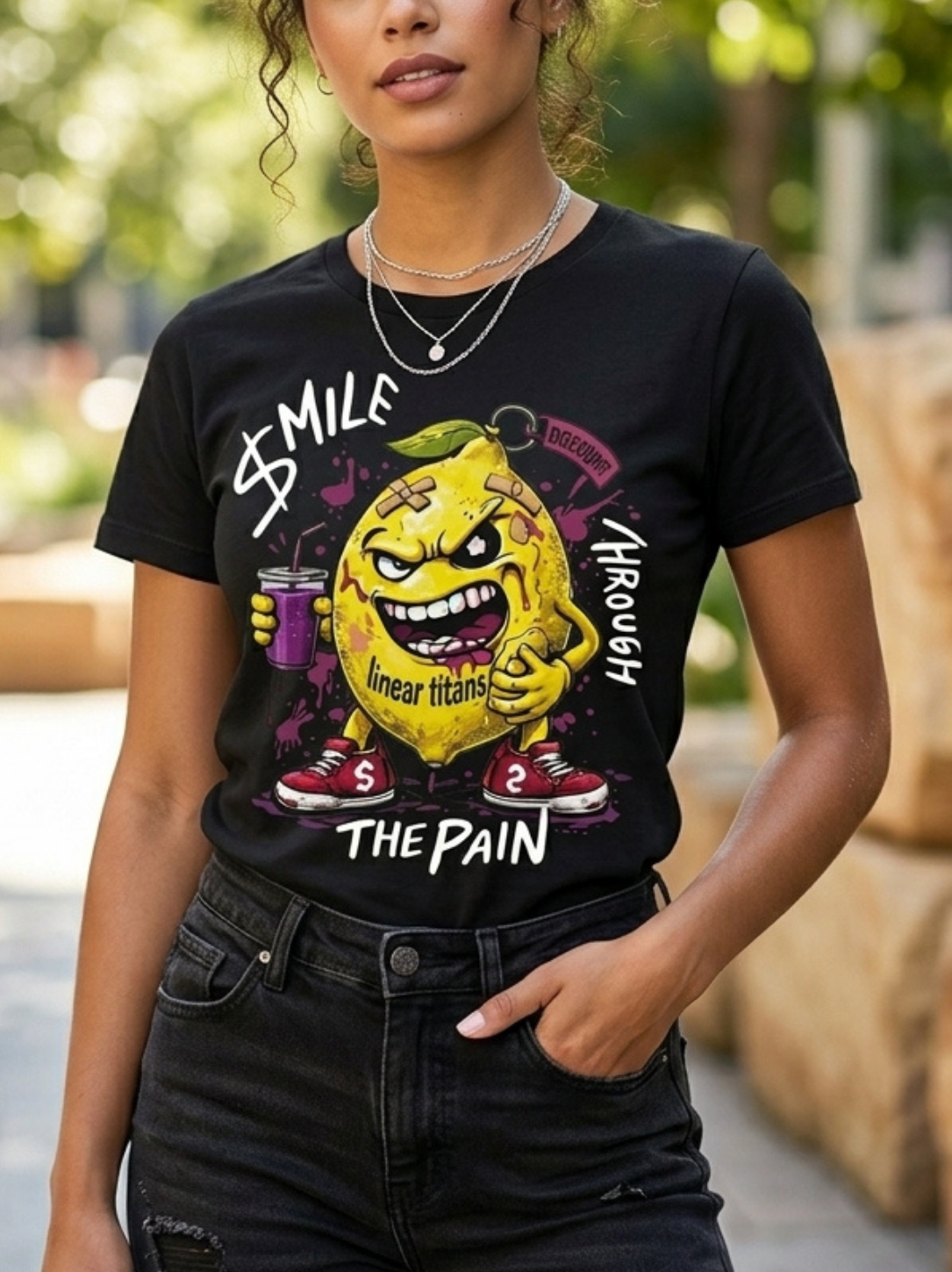 Linear Titans "Smile Through The Pain" Graphic T-Shirt - Image 3