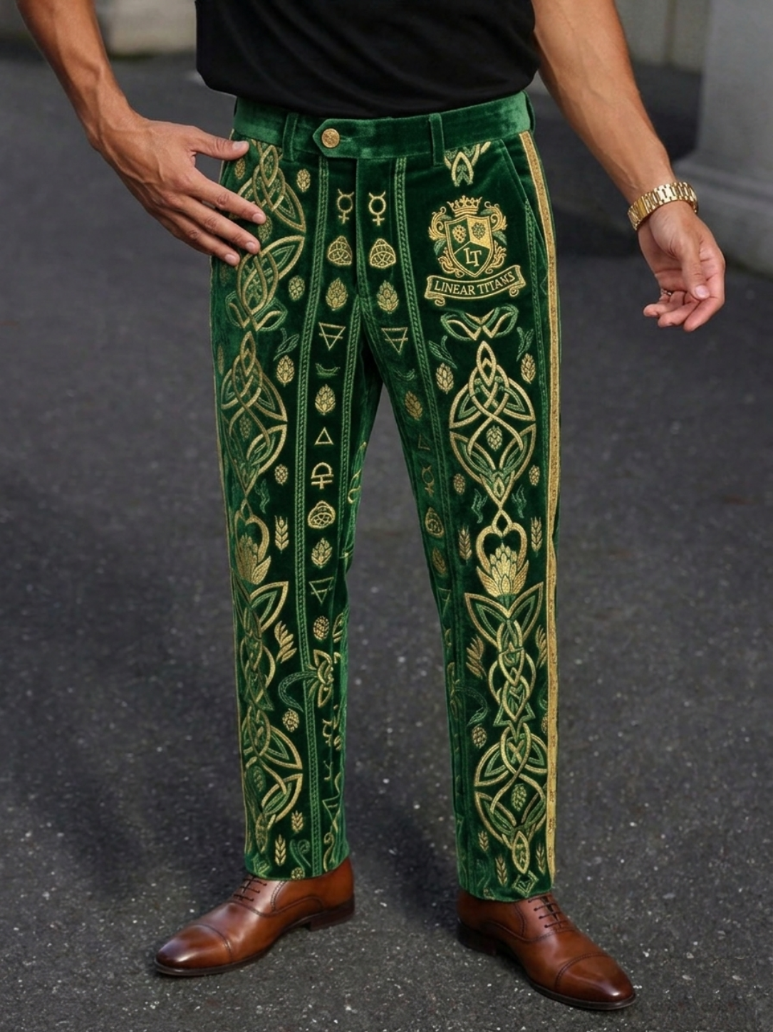 The Imperial Verdant "Lemontopics" Signature Collection: Classical Renaissance Meets Modern Luxury Streetwear Tailored Trousers