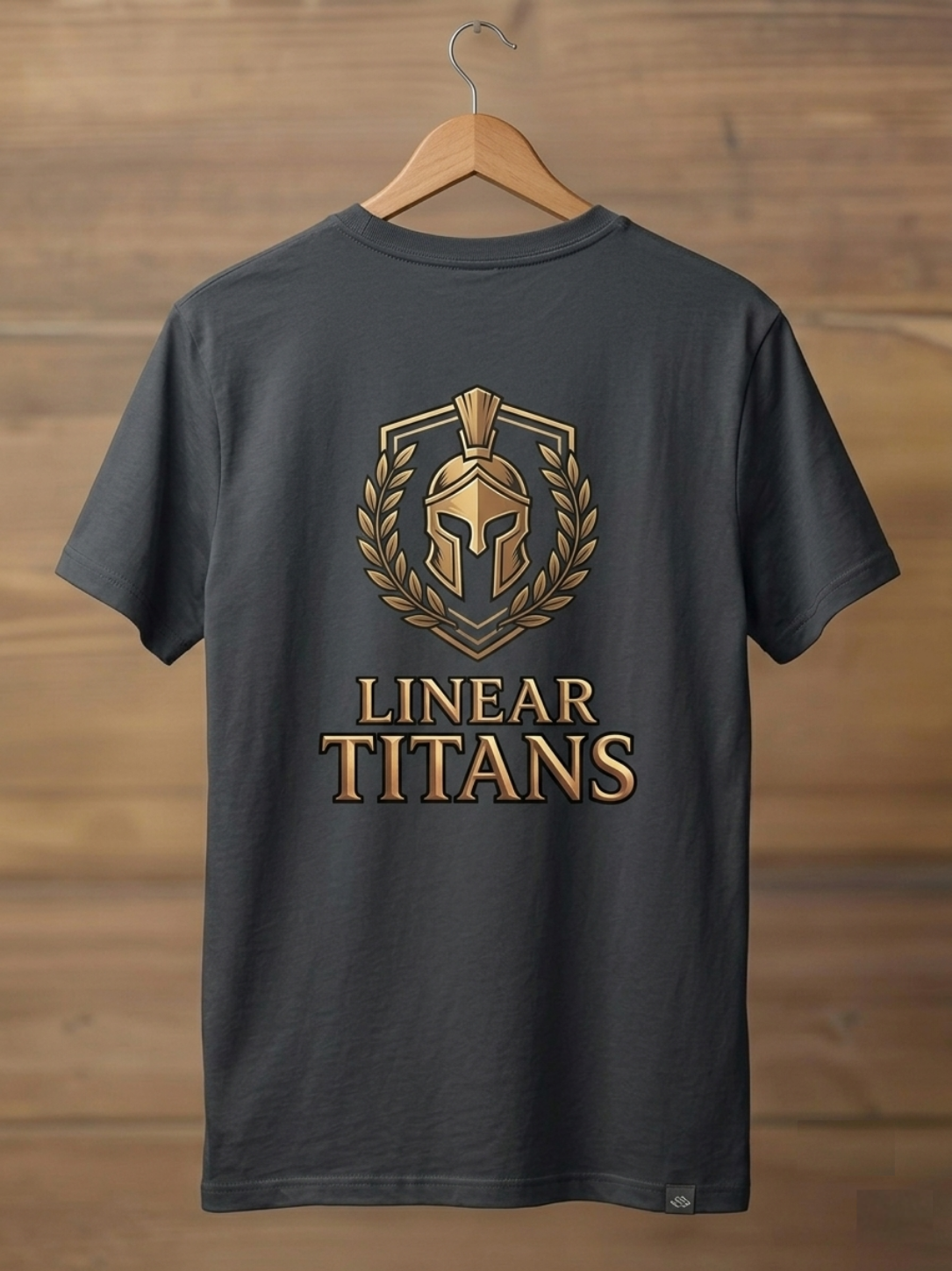 Linear Titans Men's Graphic T-Shirt Charcoal Grey Greek Titan Warrior Crest Tee - Image 2