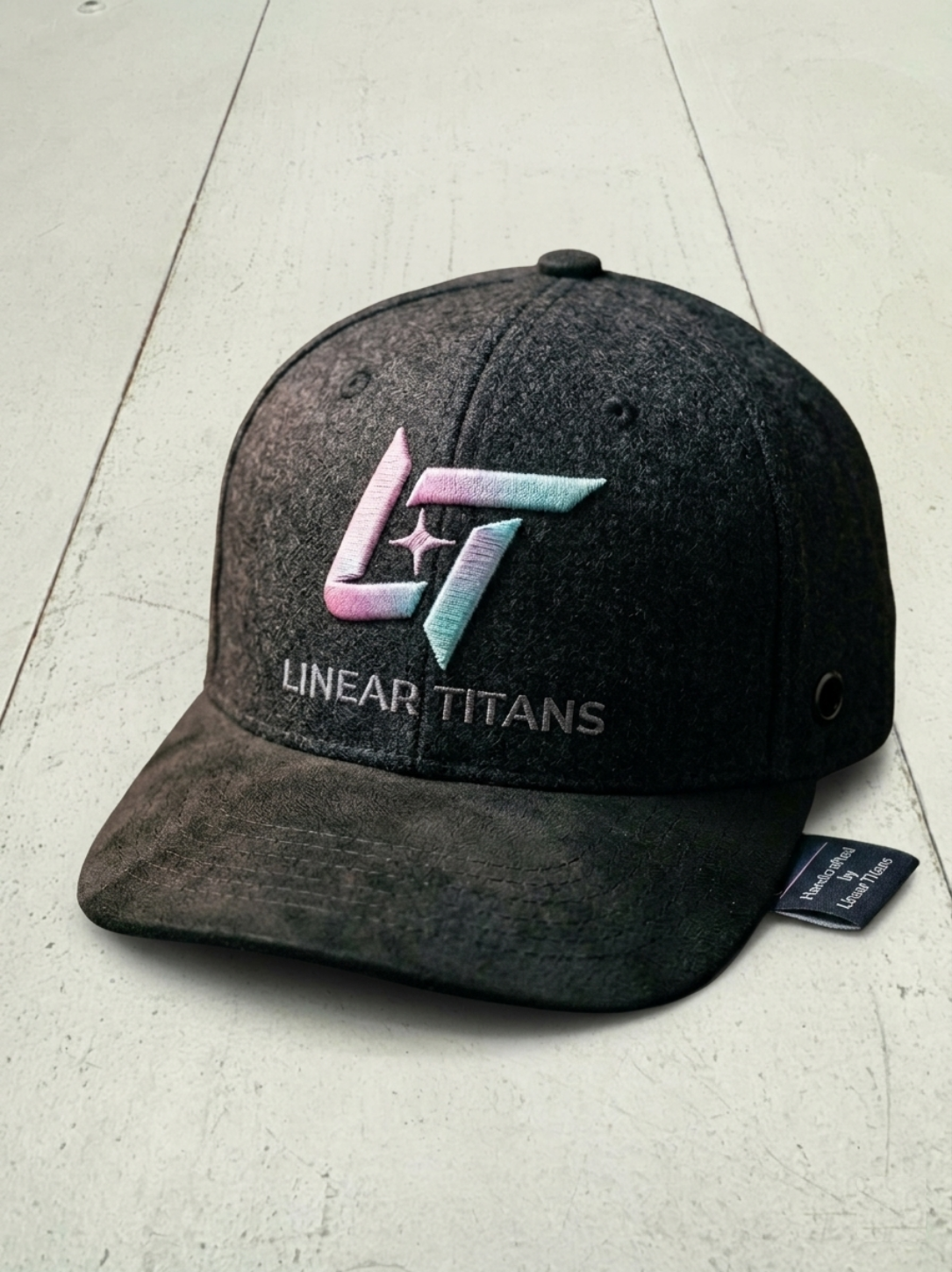 Linear Titans Dark Charcoal Wool & Suede Strapback Cap
