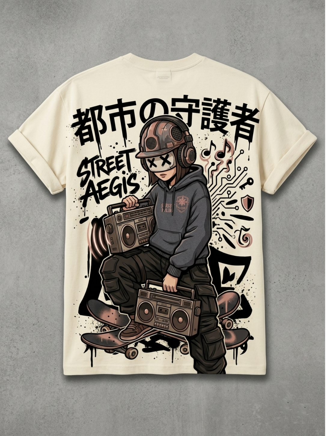 Linear Titans – "Street Aegis" Heavyweight Graphic Tee (Cream)