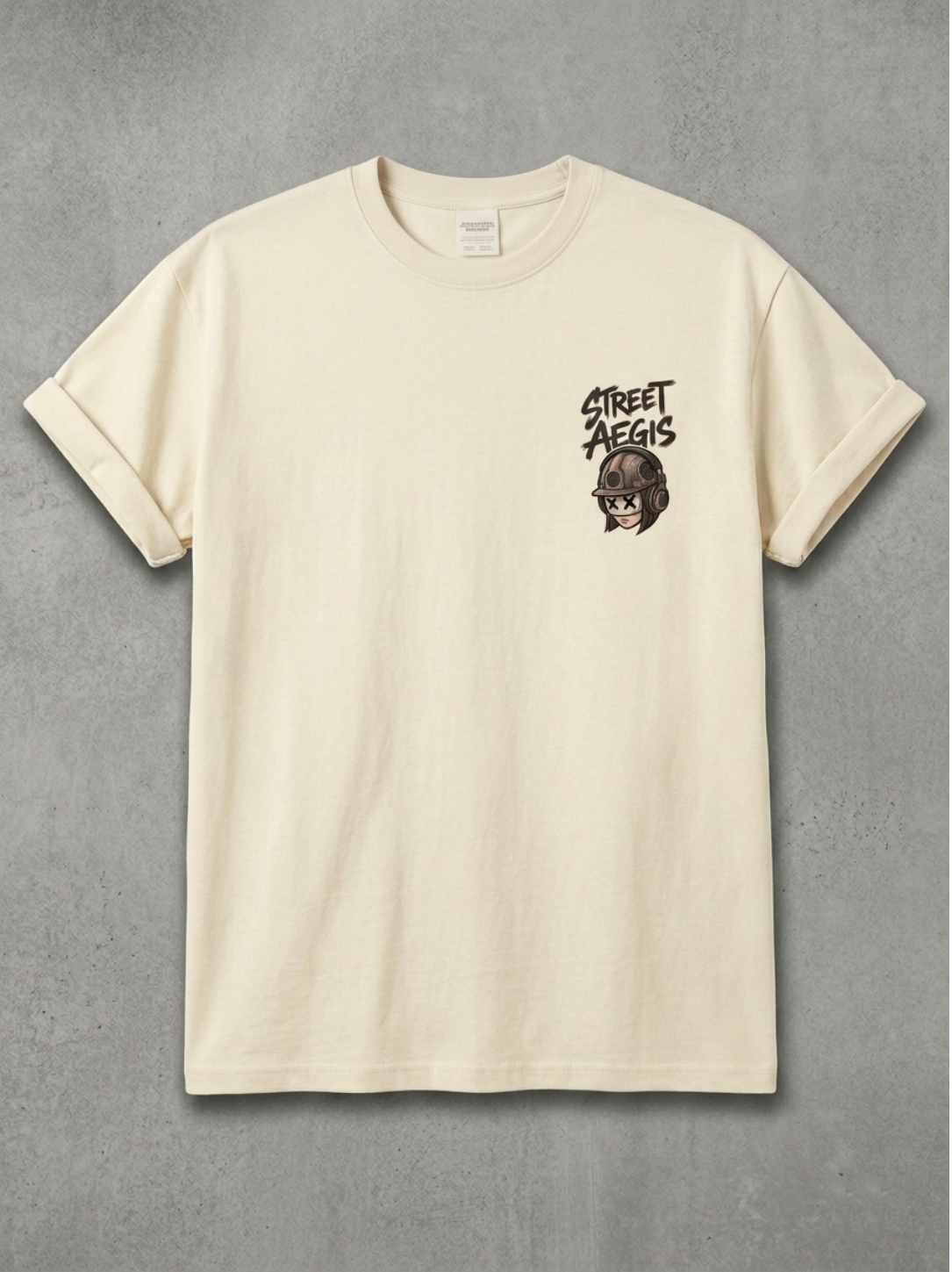 Linear Titans – "Street Aegis" Heavyweight Graphic Tee (Cream) - Image 2