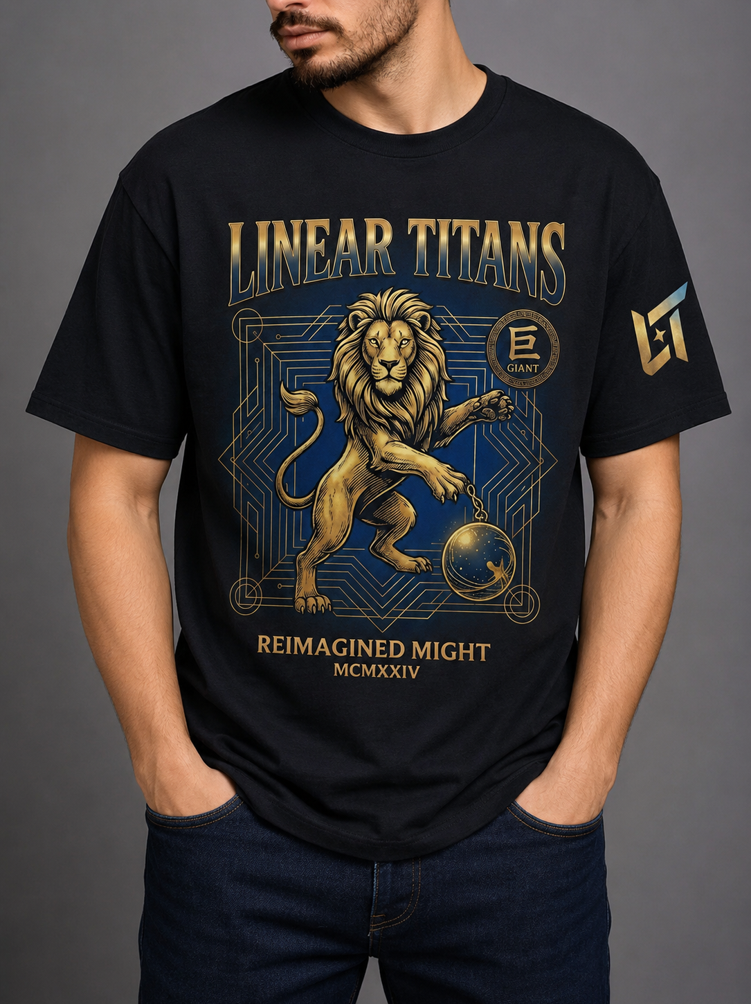 Linear Titans Reimagined Might Graphic T-Shirt - black