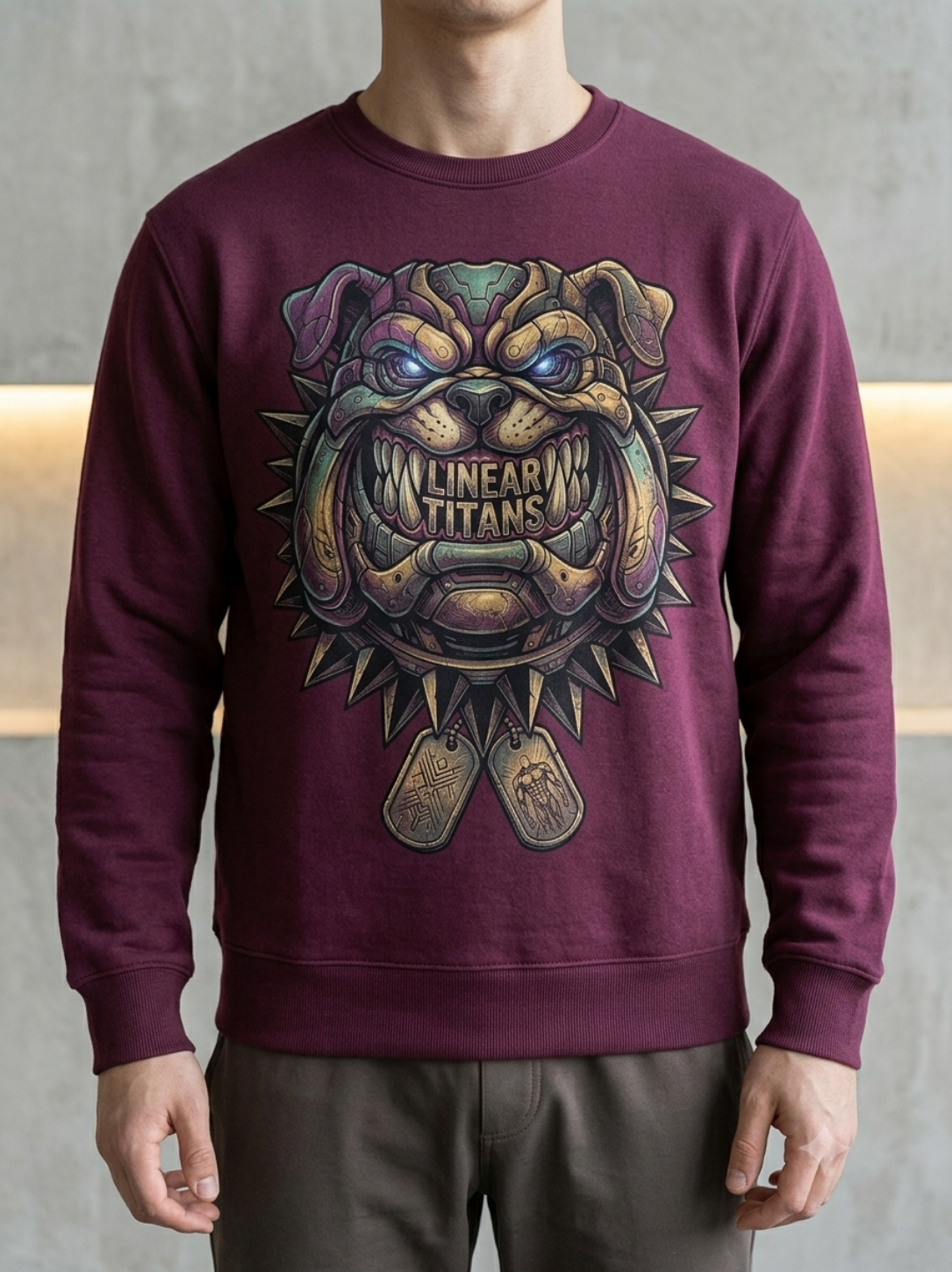 Linear Titans - Cyber-Bulldog Heavyweight Crewneck Sweatshirt