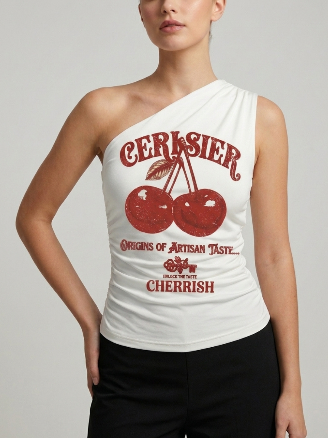 AEGIS "CERISIER" One-Shoulder Asymmetric Top