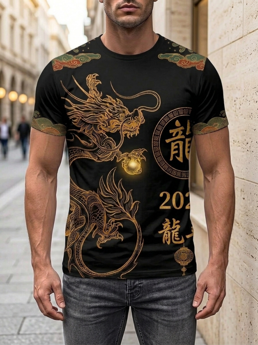 Linear Titans Imperial Gold Dragon Graphic T-Shirt – Premium Streetwear Edition