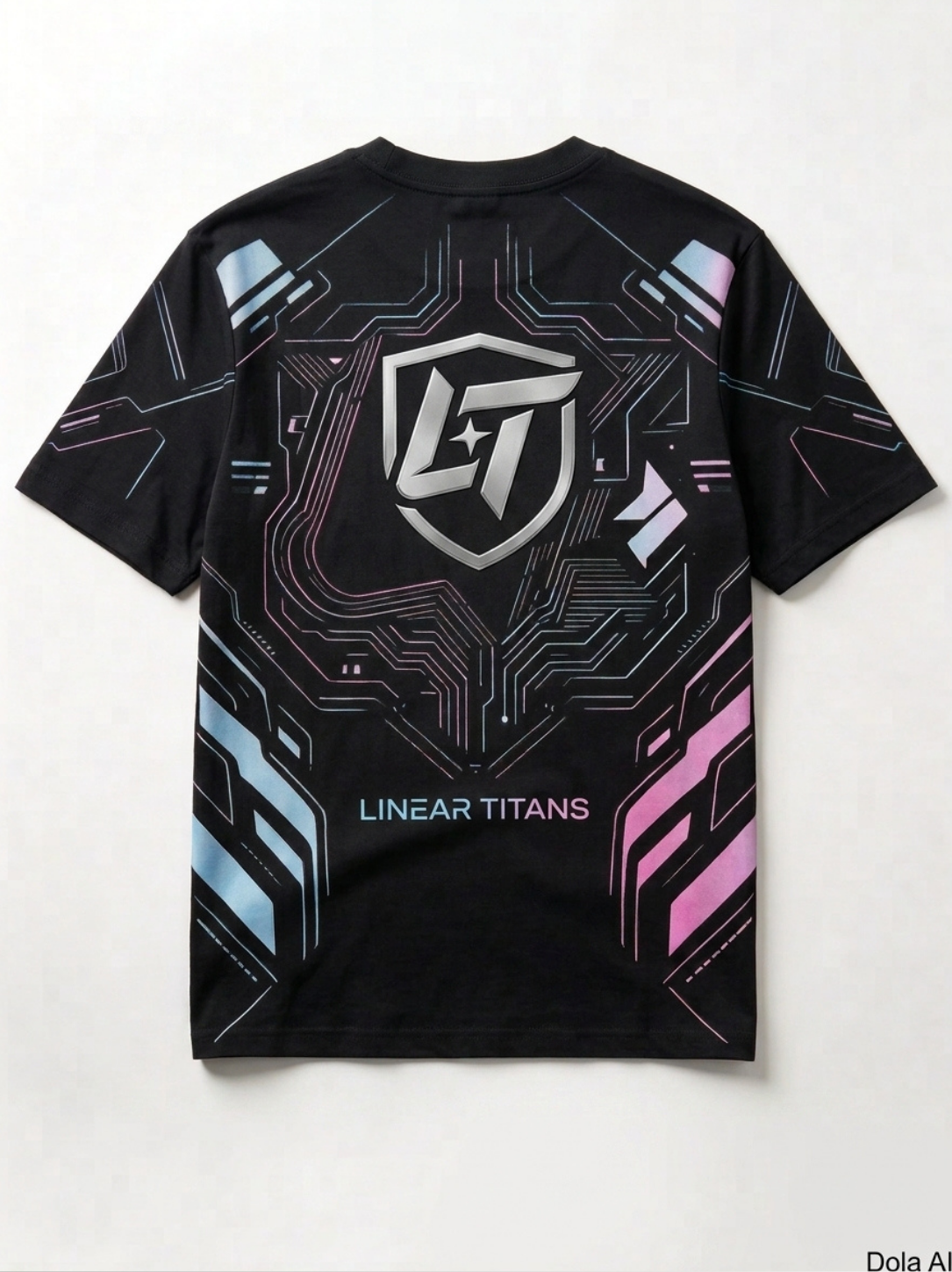 Linear Titans - Cyber-Grid Oversized Graphic Techwear T-Shirt - Image 3