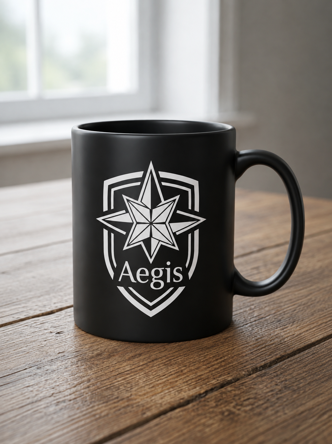 Linear Titans Aegis Emblem Matte Black Ceramic Mug