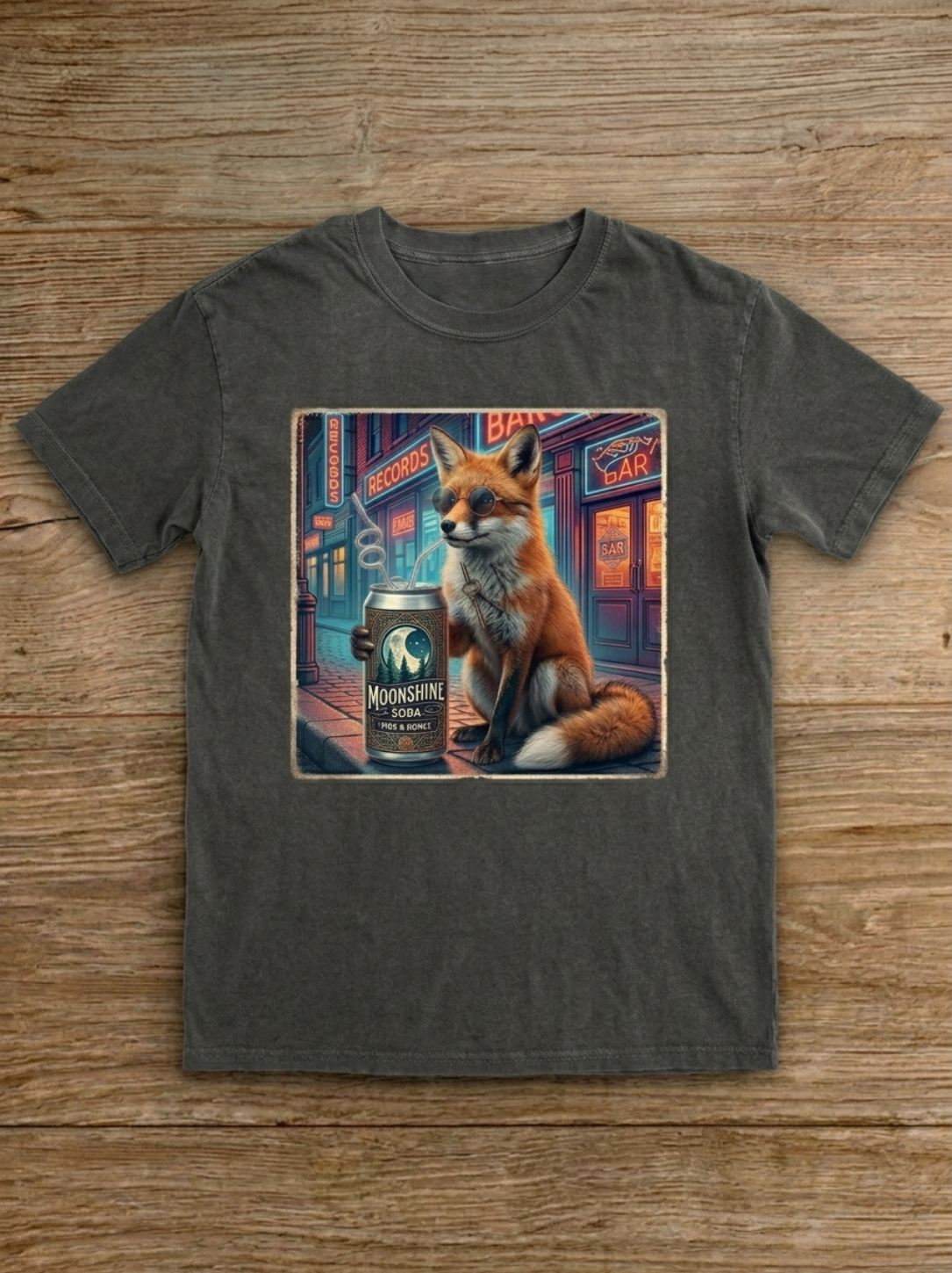 Aegis - "Moonshine Fox" Vintage Washed Graphic Tee