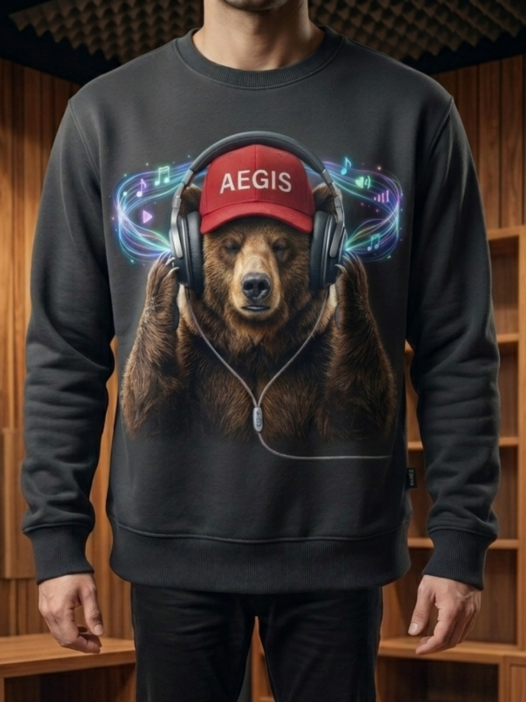 Aegis "Bear & Bass" Studio Graphic Sweatshirt