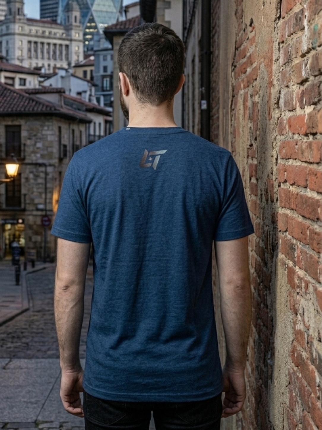 Linear Titans Cyber-Circuit Premium Heather Navy T-Shirt - Image 2