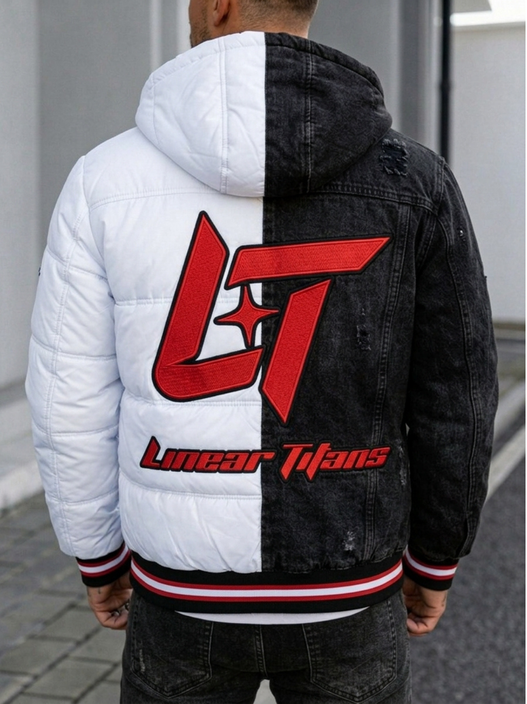 Linear Titans Two-Tone Split Hybrid Hooded Jacket - Image 2
