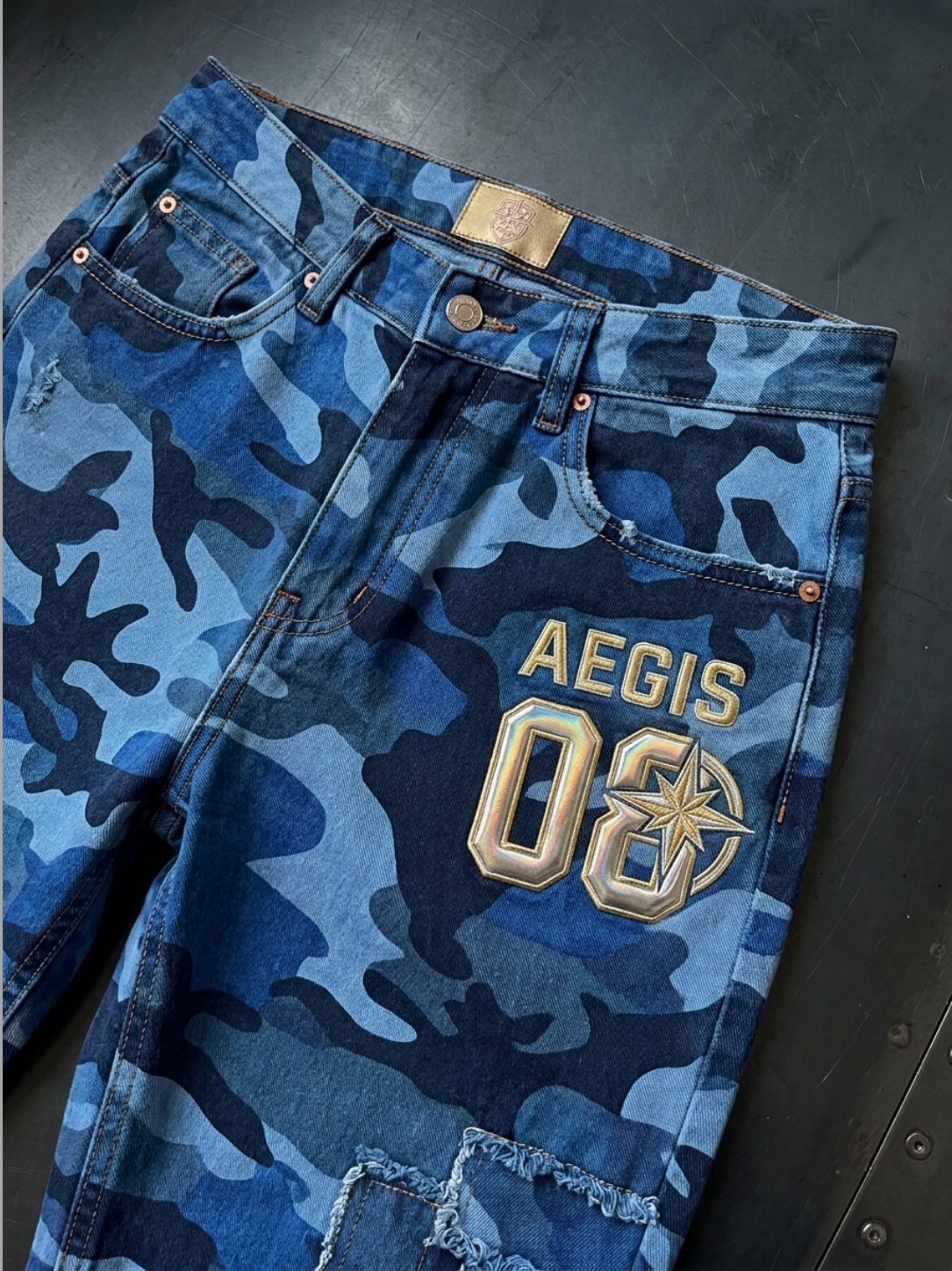 Aegis "Cyber-Dunk 08" Blue Camouflage Women's Jeans - Image 2