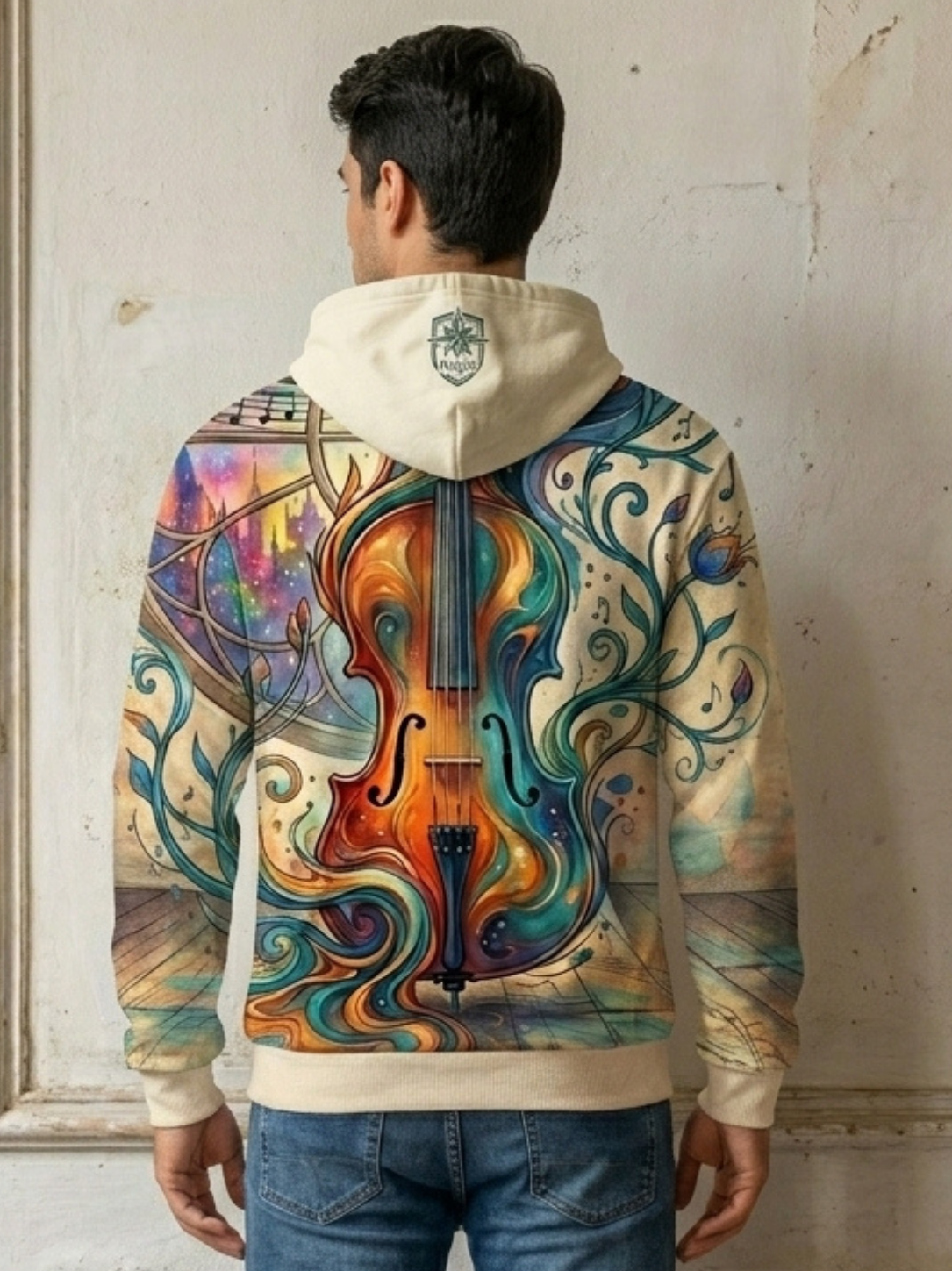 Aegis "Cosmic Violin" All-Over Print Art Hoodie - Image 5