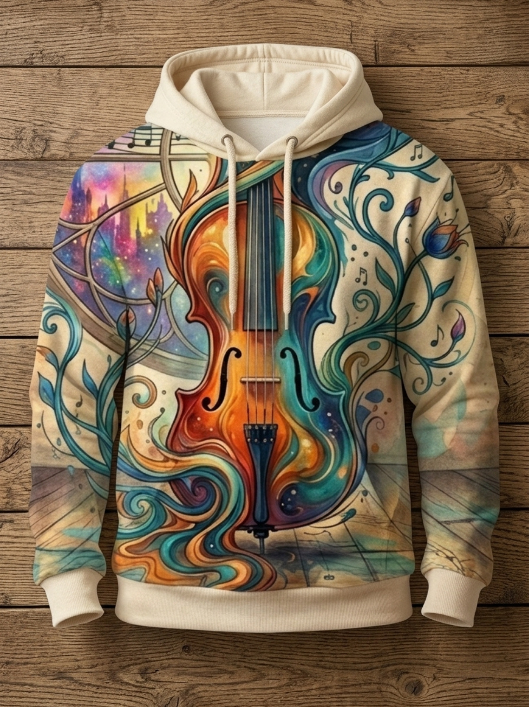Aegis "Cosmic Violin" All-Over Print Art Hoodie