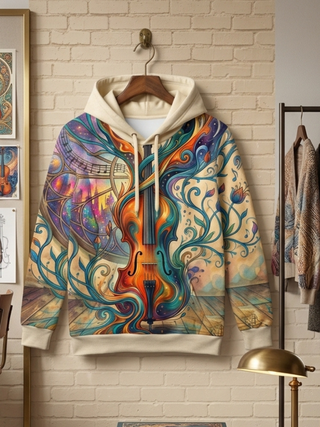 Aegis "Cosmic Violin" All-Over Print Art Hoodie - Image 2