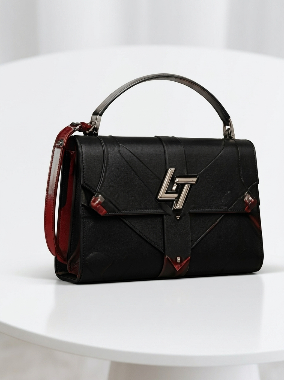 LINEAR TITANS Shadow Obsidian & Crimson Shoulder Bag - Image 2
