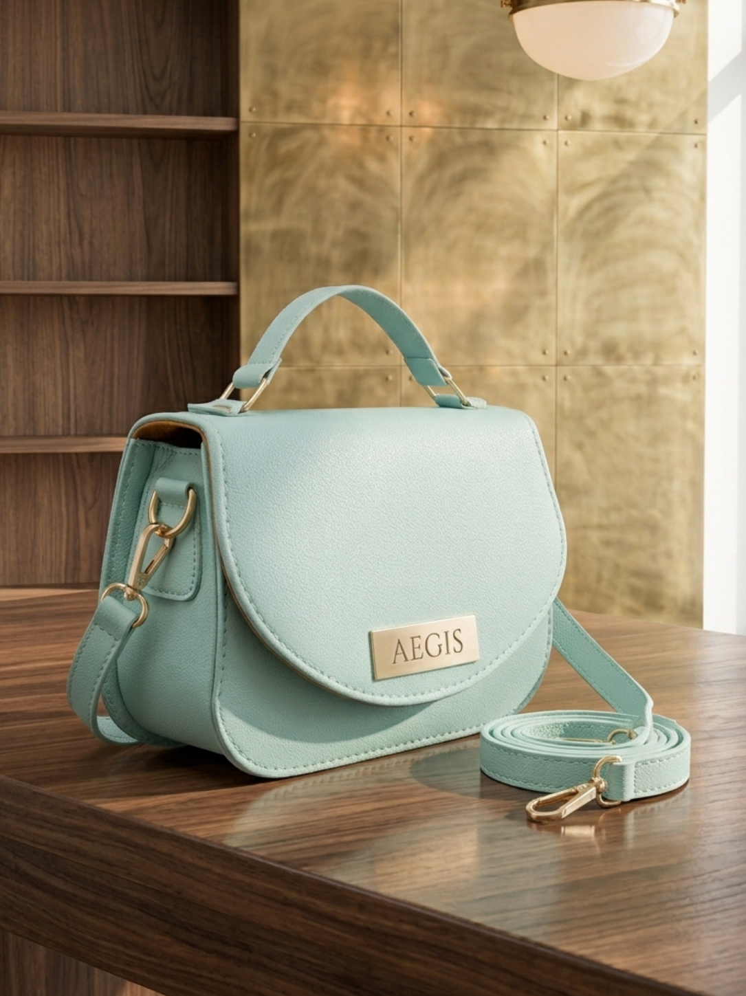 AEGIS Luxury Mint Green Top-Handle Crossbody Bag - Image 2
