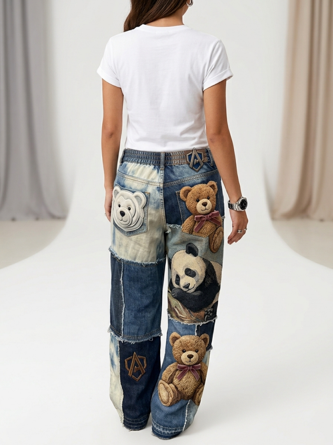 Aegis Distressed Teddy & Panda Straight-Leg Denim Jeans - Image 3