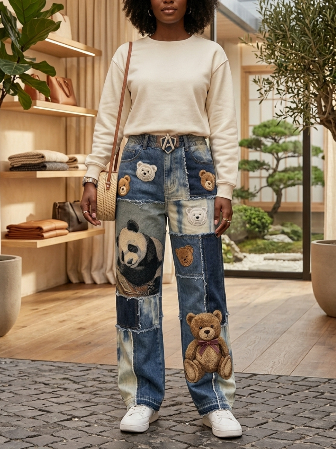 Aegis Distressed Teddy & Panda Straight-Leg Denim Jeans - Image 2