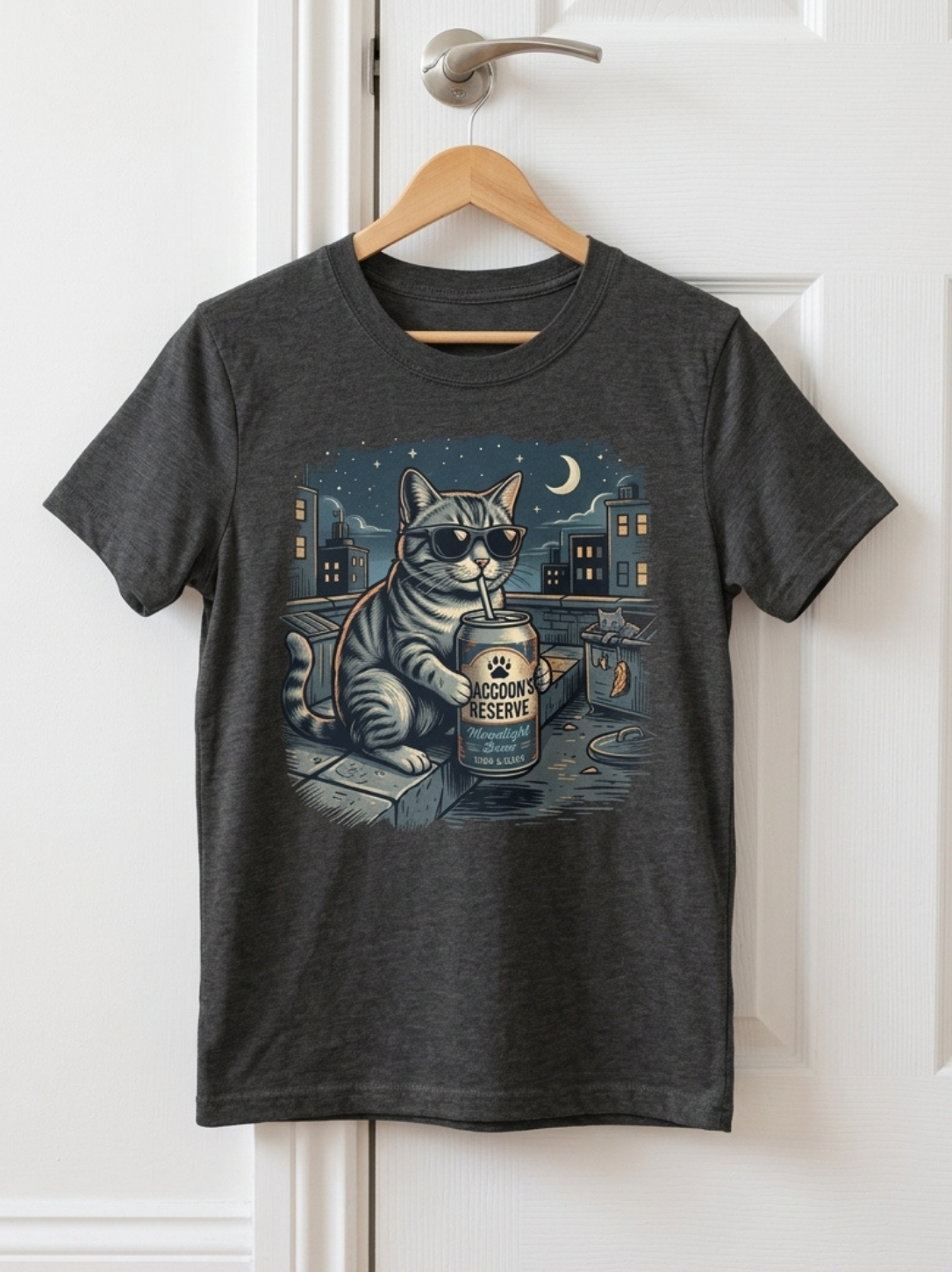 Aegis "Moonlight Brew" Rooftop Cool Cat Vintage T-Shirt