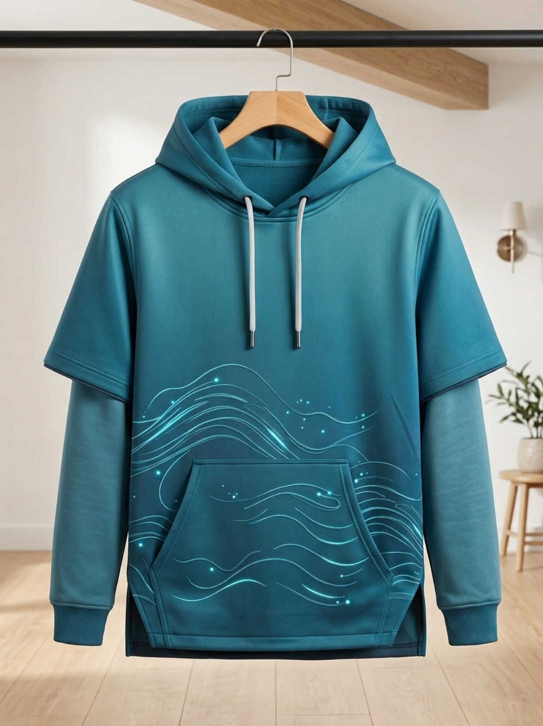 Aegis Men’s Cyber-Wave Layered Techwear Hoodie
