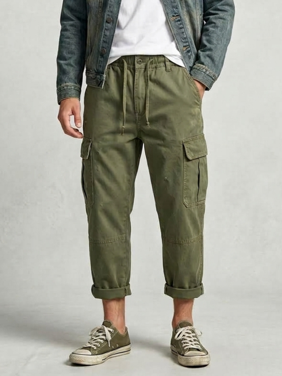 Aegis Men's Utility Cargo Cropped Olive Green Pants