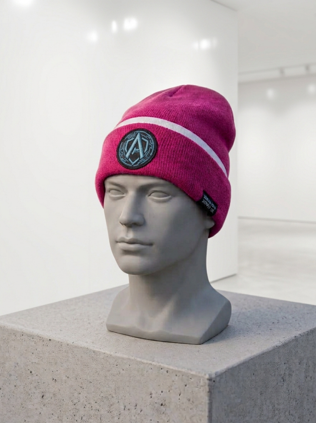 Aegis Premium Magenta Streetwear Ribbed Knit Beanie - Image 2
