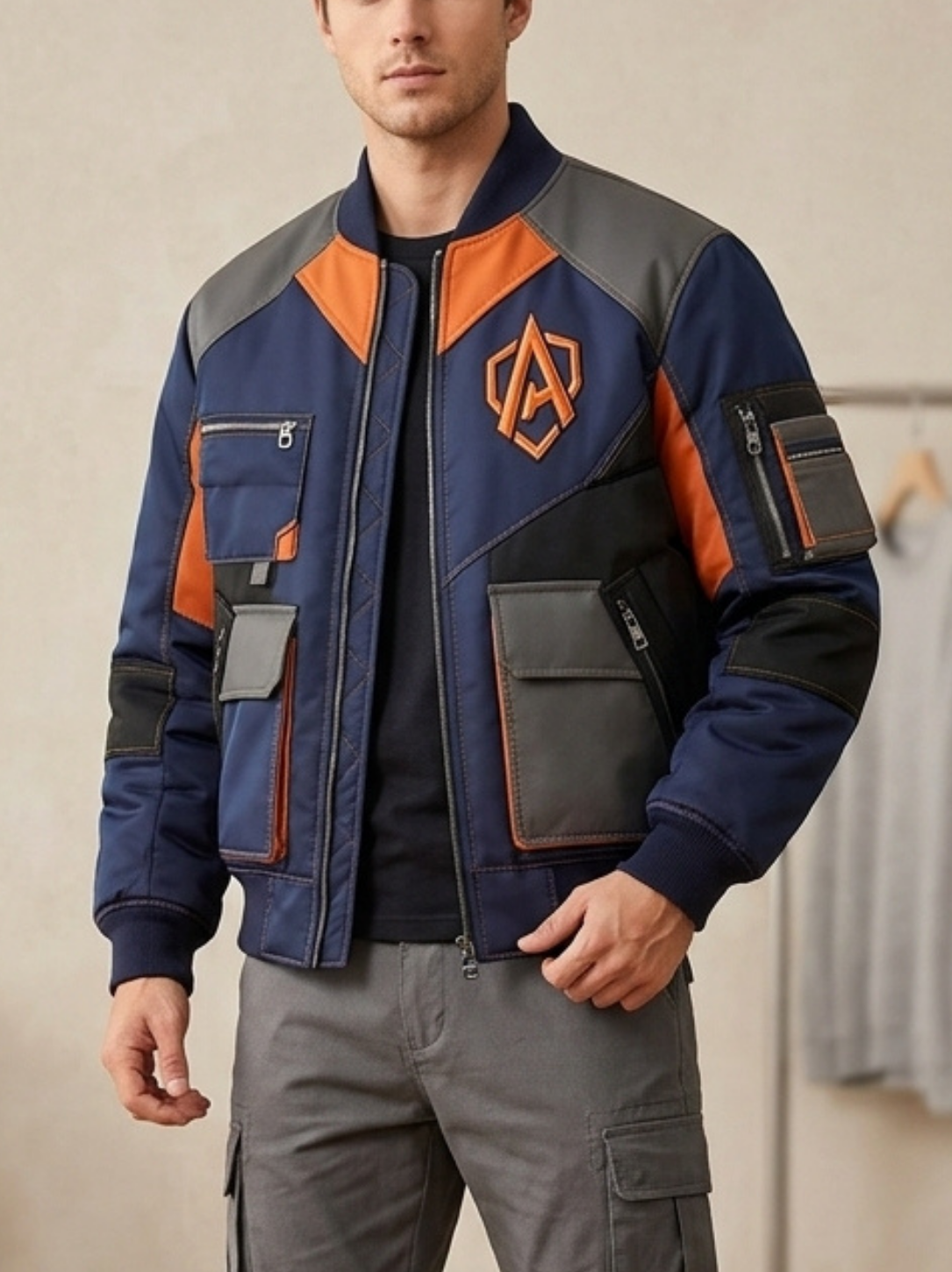 AEGIS Men’s Colorblock Tactical Utility Bomber Jacket