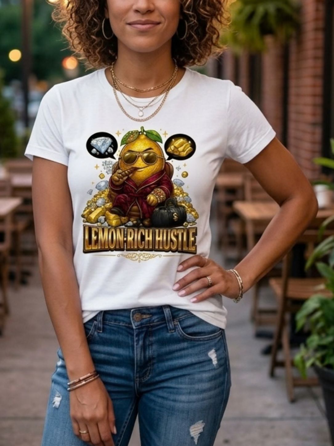 Aegis "Lemon-Rich Hustle" Graphic Premium T-Shirt - Image 2
